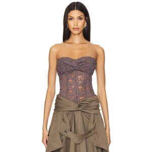 ROKH Twisted Knot Laced Corset in Mocha Grey